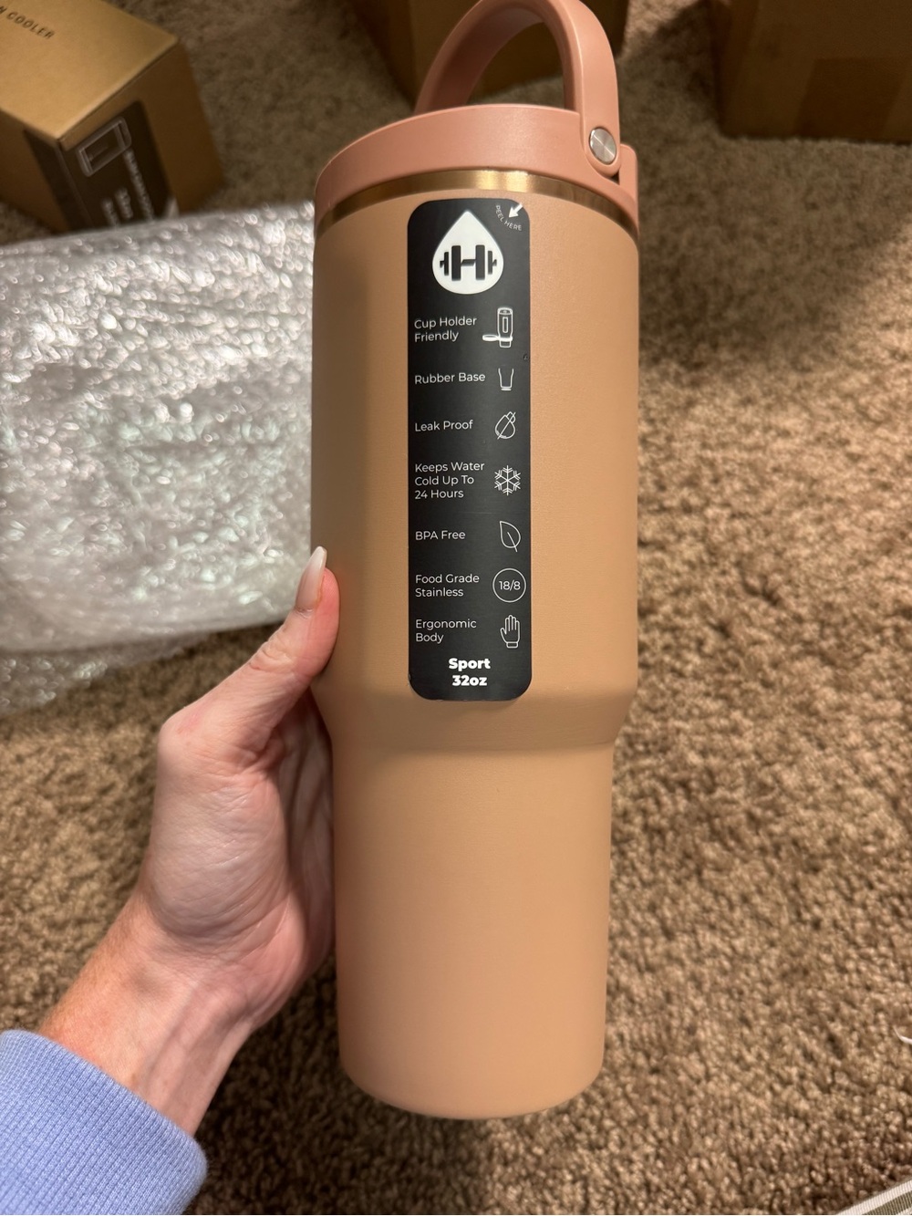 HydroJug Caramel Rose Gold 32oz Sport